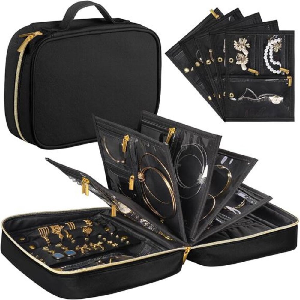 Travel Jewelry Case Organizer for Women, Jewelry Storage Book with Small Pouch,